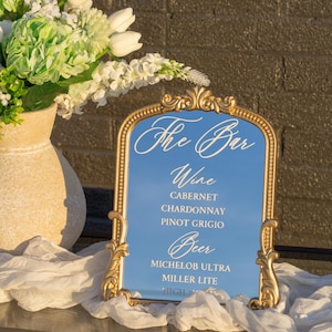 Signature Drinks Sign | Wedding Cocktails Menu | Wedding Bar Sign | Gold Mirror Wedding Bar Sign | His + Hers Drinks Sign | Bar Menue