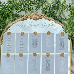Seating Chart Wedding, Minimalist Wedding Seating Chart, Table Seating Chart, Numbers Seating Chart, Wedding Guest Name, Our Favorite People, Gold Mirror Wedding Seating Chart - Wedding Signs - Wedding Guest List - Reception Guest List Sign