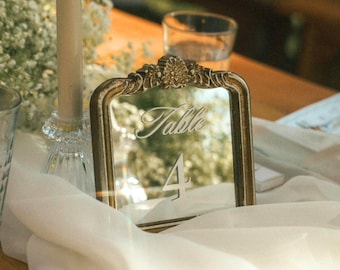 Mirror Table Numbers: Custom Gold Wedding Table Reception Signs