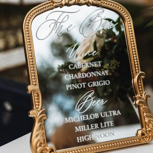 Signature Drinks Sign | Wedding Cocktails Menu | Wedding Bar Sign | Gold Mirror Wedding Bar Sign | His + Hers Drinks Sign | Bar Menue
