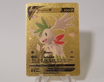 Pokemon Card Shaymin V Gold Plastic Card Custom Made Trading Card Gift Present German Limited