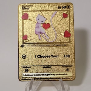 Pokemon Karte Mew Mewtu "I choose you" Gold Metall Karte Custom Made Liebe Herz Geschenk