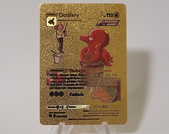 Pokemon Card Octillery Gold Plastic Card Custom Made Trading Card Gift Present German Limited