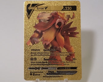 Pokemon Card Entei V Gold Plastic Card Custom Made Trading Card Gift Present German Limited