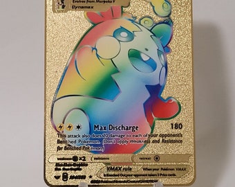 Pokemon Card Morpeko VMAX Rainbow Gold Metal Card Custom Made