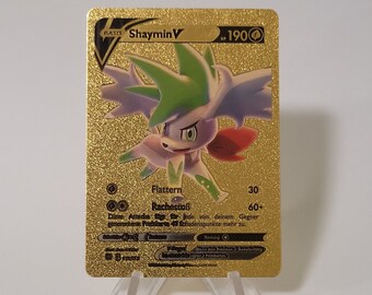 Pokemon Card Shaymin V Gold Plastic Card Custom Made Trading Card Gift Present German Limited