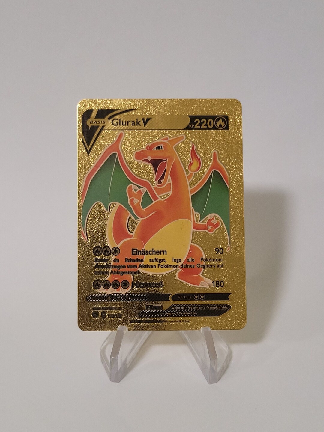Pokemon Card Glurak / Charizard V Gold Plastic Card Custom Made Trading Card Gift Present German Limited - Etsy Pokemon Card Glurak / Charizard V Gold Plastic Card Custom Made Trading Card Gift Present German Limited - Etsy