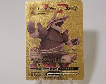 Pokemon Card Stolloss VMAX Gold Plastic Card Custom Made Trading Card Gift Present German Limited