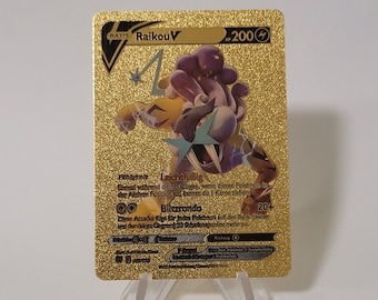 Pokemon Card Raikou V Gold Plastic Card Custom Made Trading Card Gift Present German Limited