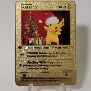 Pokemon Karte Pikachu Santachu Gold Metall Karte Custom Made Liebe Geschenk Present Wunderschön