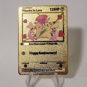 Pokemon Karte Pikachu in love verliebt Gold Metall Karte Custom Made Liebe Herz Geschenk