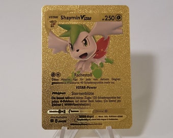 Pokemon Card Shaymin Vstar Gold Plastic Card Custom Made Trading Card Gift Present German Limited Pokemon Card Shaymin Vstar Gold Plastic Card Custom Made Trading Card Gift Present German Limited