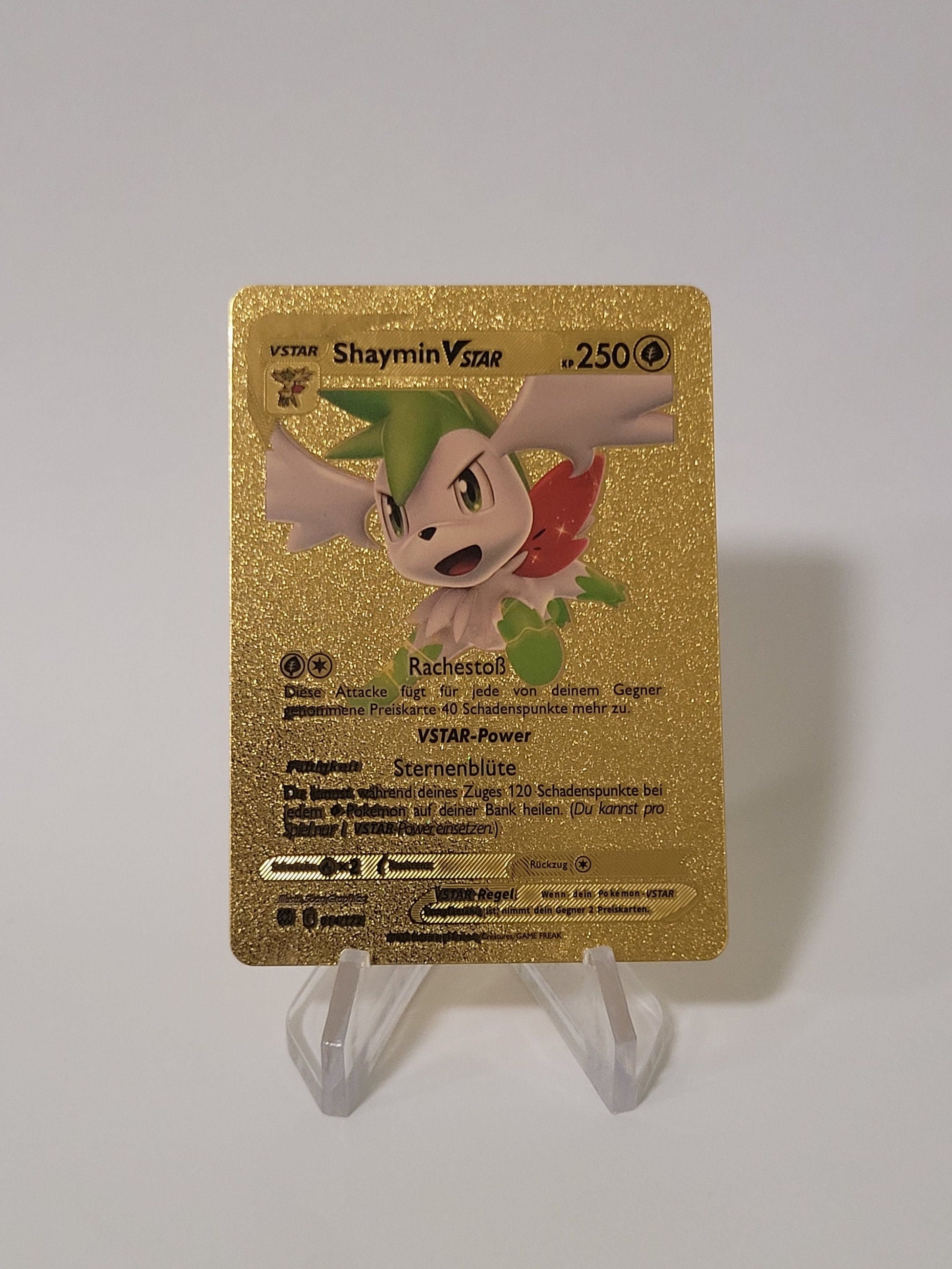Pokemon Card Shaymin Vstar Gold Plastic Card Custom Made Trading Card Gift Present German Limited Pokemon Card Shaymin Vstar Gold Plastic Card Custom Made Trading Card Gift Present German Limited