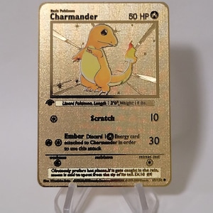 Pokemon Karte Charmander/Glumanda Gold Metall Karte Custom Made