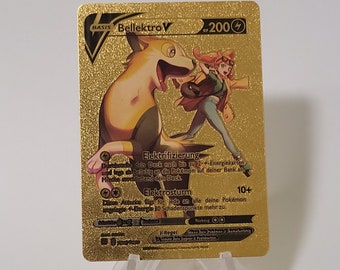Pokemon Card Bellektro / Boltund V Gold Plastic Card Custom Made Trading Card Gift Present German Limited