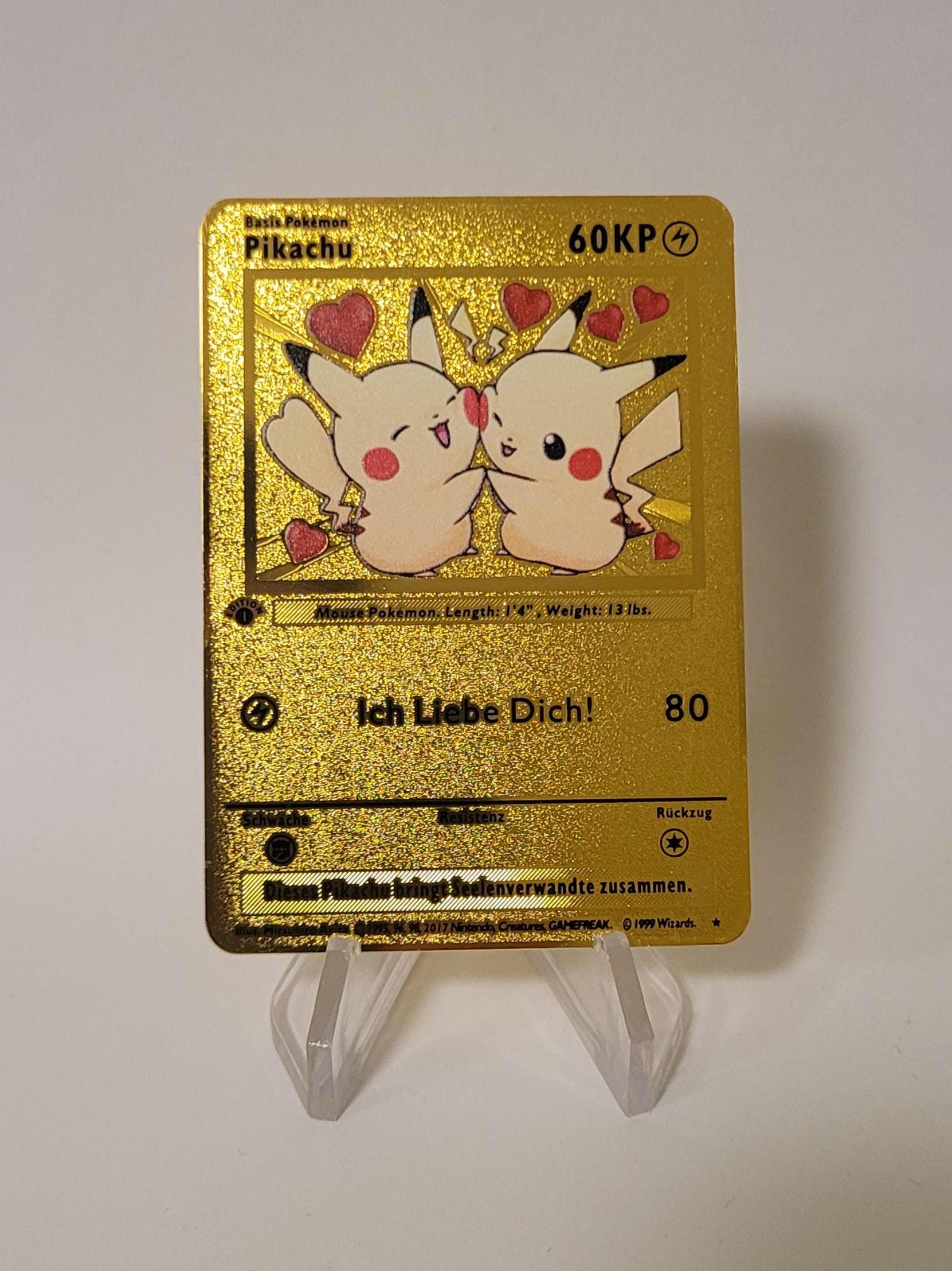 Pokemon Card Pikachu "I love you" in love Gold Metal Card Custom Made  German Love Hug Heart Gift Limited Love Card
