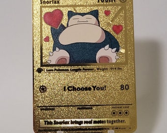 Pokemon Karte Relaxo Snorlax "I choose you" Gold Metall Karte Custom Made Liebe Herz Geschenk