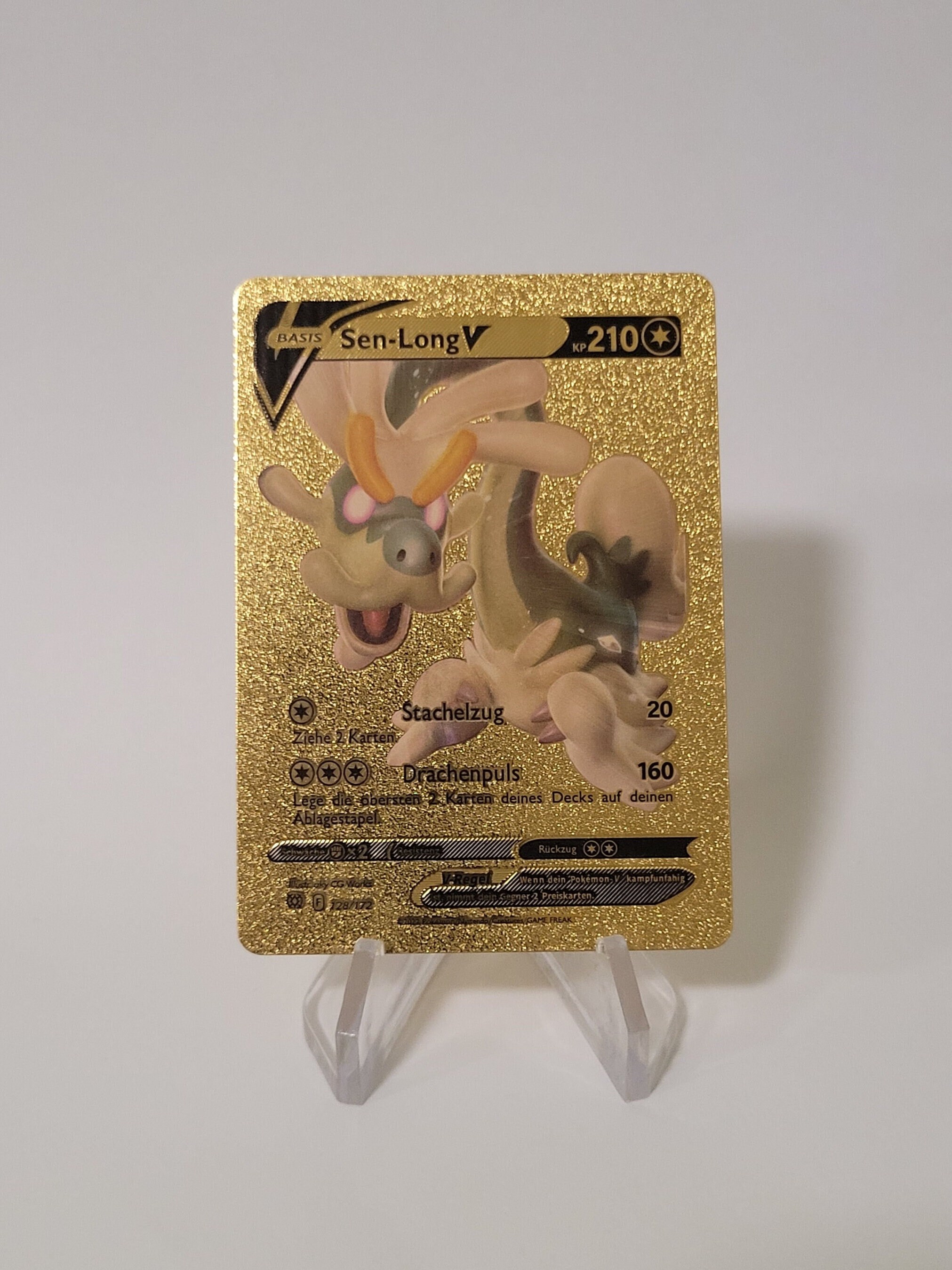 Pokemon Card Sen-Long / Drampa V Gold Plastic Card Custom Made Trading Card  Gift Present German Limited