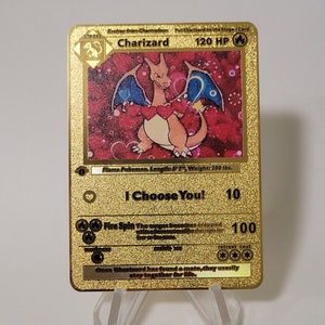 Pokemon Karte Glurak Charizard "I choose you" Gold Metall Karte Custom Made Liebe Herz Geschenk
