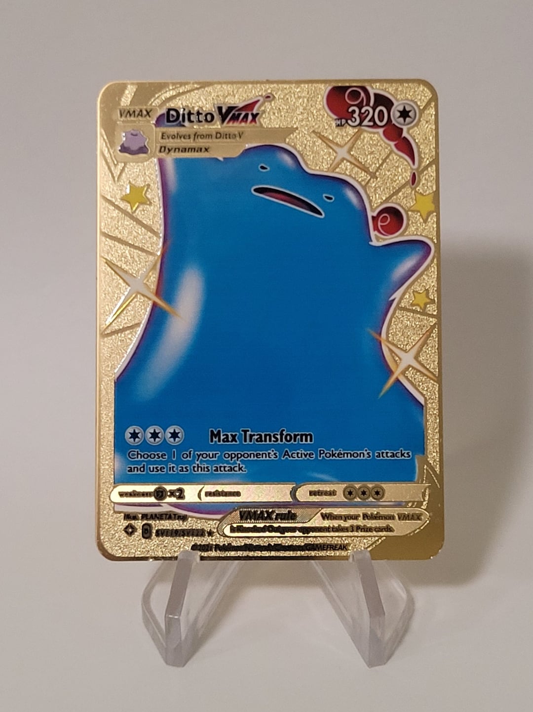 Pokemon Card Ditto VMAX Gold Metal Card Custom Made - Etsy