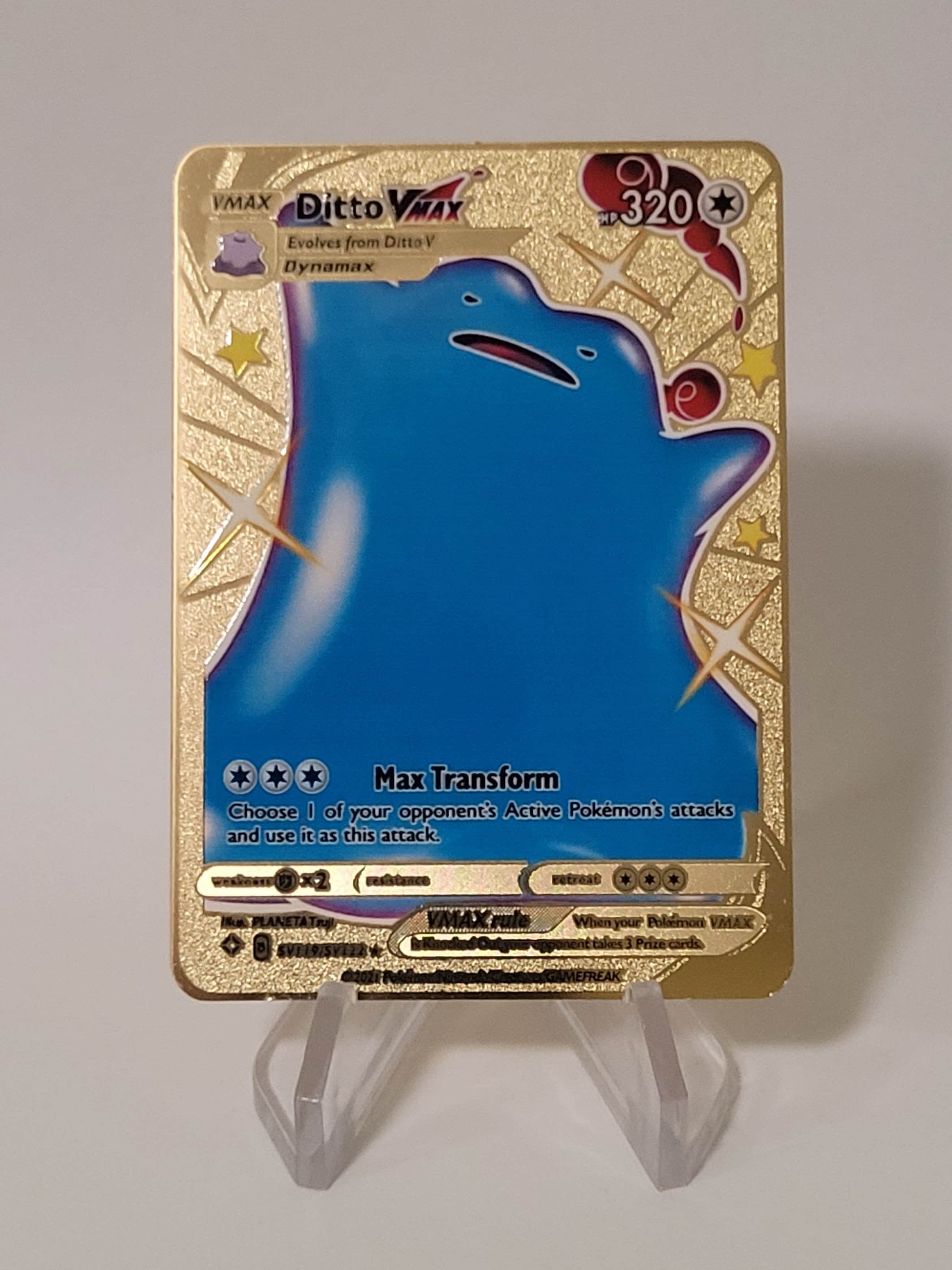 Pokemon Card Ditto VMAX Gold Metal Card Custom Made Pokemon Card Ditto VMAX Gold Metal Card Custom Made