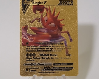 Pokemon Card Kingler V Gold Plastic Card Custom Made Trading Card Gift Present German Limited