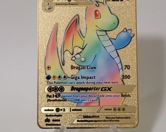 Pokemon Karte Dragoran/Dragonite GX Rainbow Gold Metall Karte Custom Made