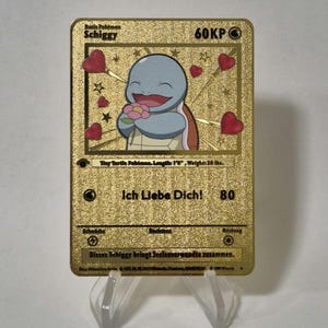 Pokemon Karte Schiggy Squirtle "Ich liebe dich" Gold Metall Karte Custom Made Liebe Geschenk Romantisch Limitiert Liebeskarte
