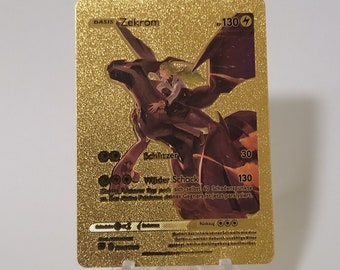 how much is a gold zekrom pokemon card worth Pokemon Card Zekrom Gold Plastic Card Custom Made Trading Card Gift Present  German Limited