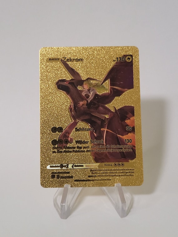 Pokemon Card Zekrom Gold Plastic Card Custom Made Trading Card Gift Present German Limited Pokemon Card Zekrom Gold Plastic Card Custom Made Trading Card Gift Present German Limited