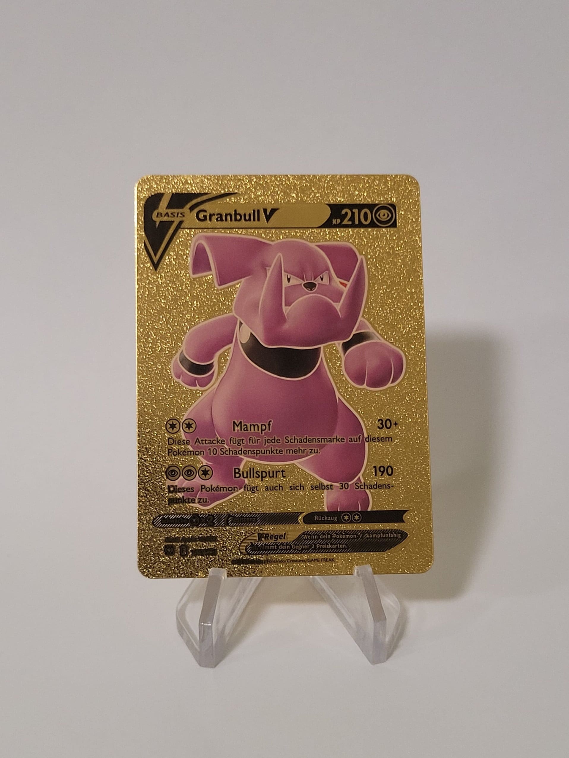 Pokemon Card Granbull Gold Plastic Card Custom Made Trading Card Gift  Present German Limited