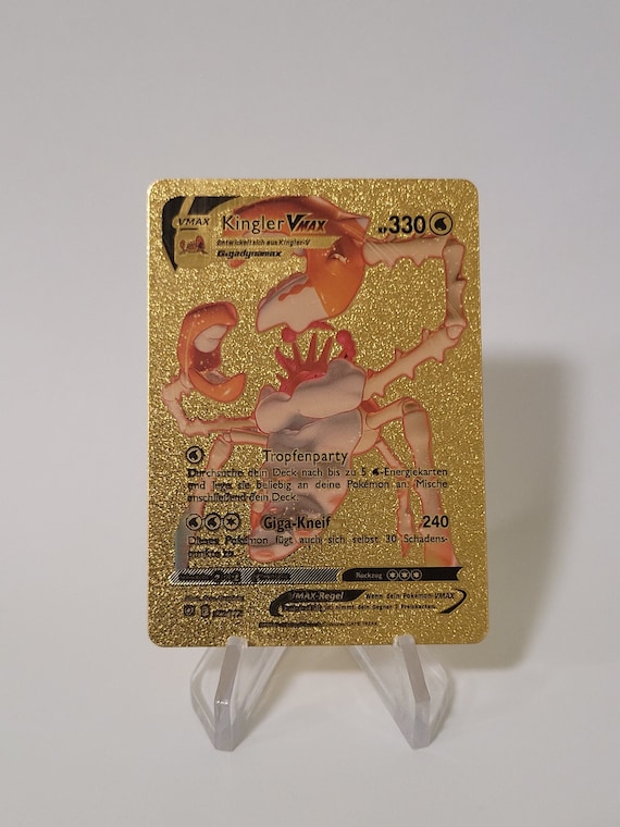 Pokemon Card Kingler VMAX Gold Plastic Card Custom Made Trading Card Gift Present German Limited Pokemon Card Kingler VMAX Gold Plastic Card Custom Made Trading Card Gift Present German Limited