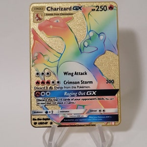 Pokemon Karte Glurak/Charizard GX Rainbow Gold Metall Karte Custom Made