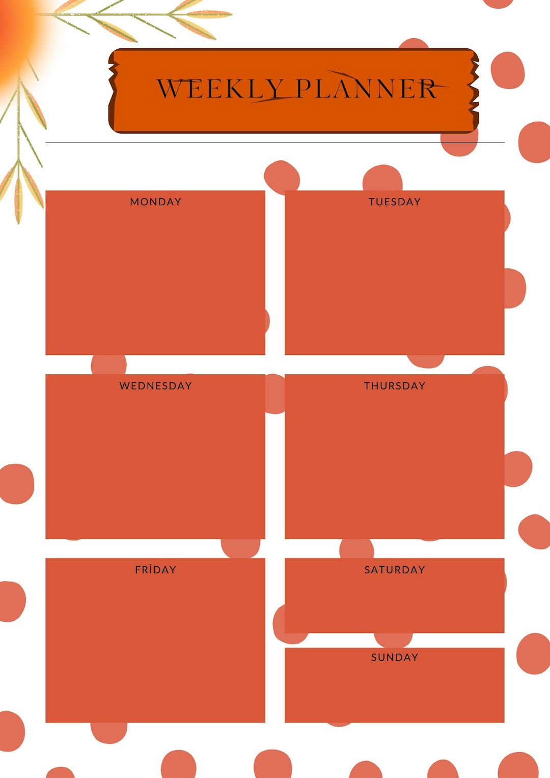 Weekly planner printable weekly planner pdf weekly planner etsy