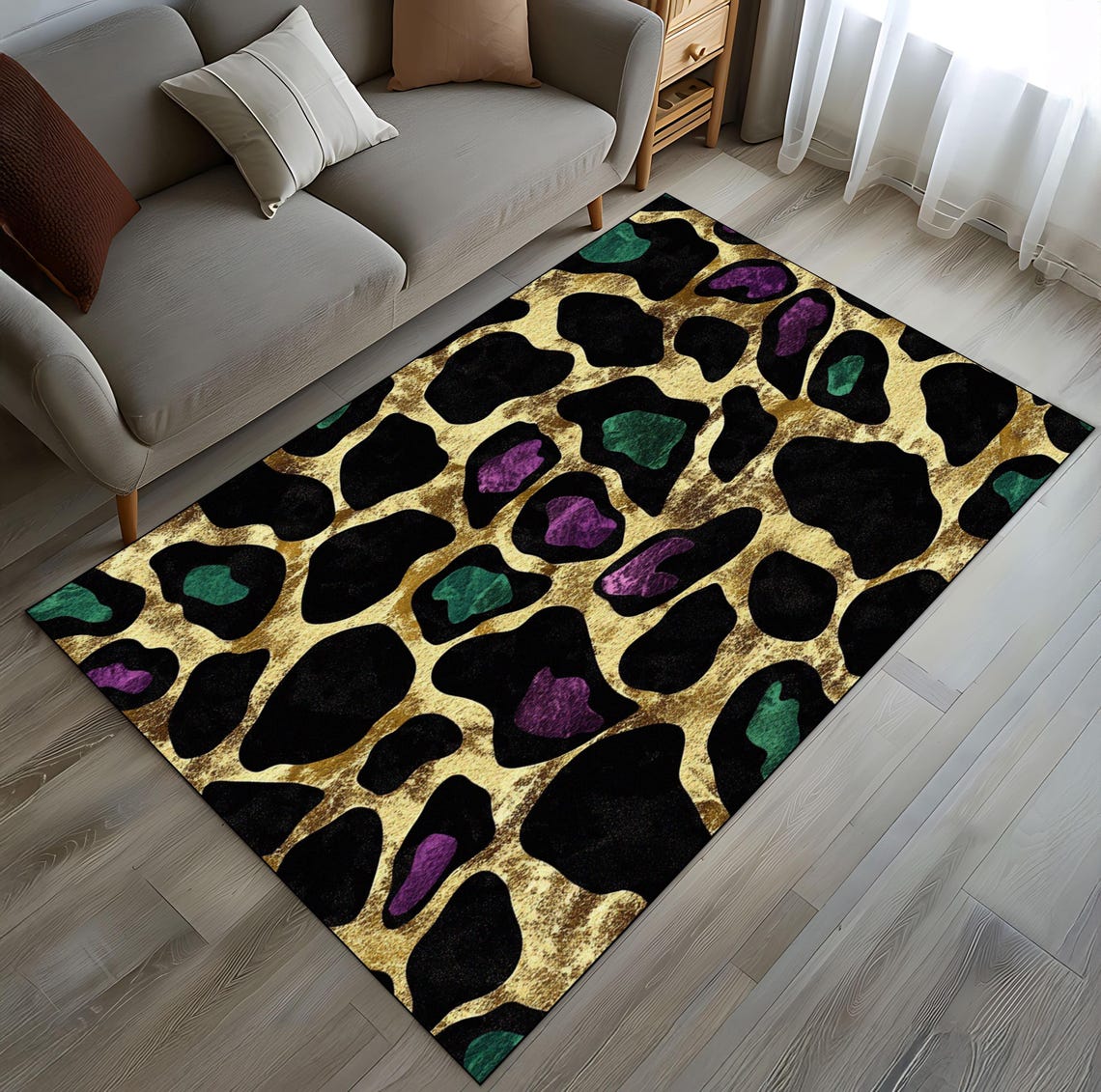 Luxury Leopard Print Rug, Wild Elegance Area Rug, Exotic Leopard ...