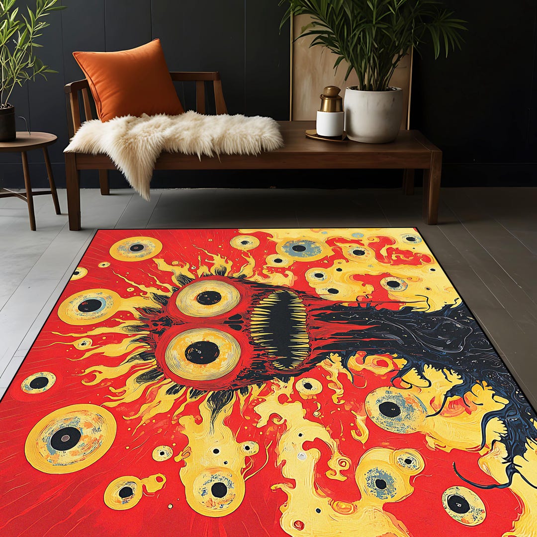 Abstract Face Psychedelic Rug: Futuristic Eyes Design - Etsy