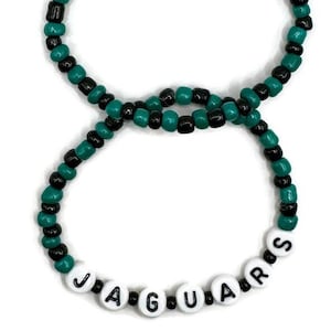Jaguars Teal and Black 4 mm Beaded Elastic Bracelets - set of 2