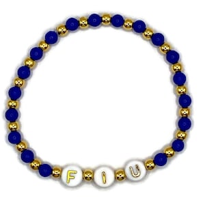 Blue and Gold Beaded Elastic Bracelet - great gift for any fan!