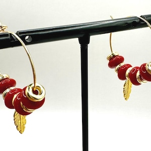 FSU Garnet and Gold FSU 1” Hoop Earrings with Feather Charm