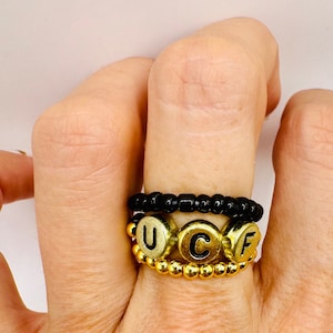 University of Central Florida UCF black and gold elastic beaded rings - set of three