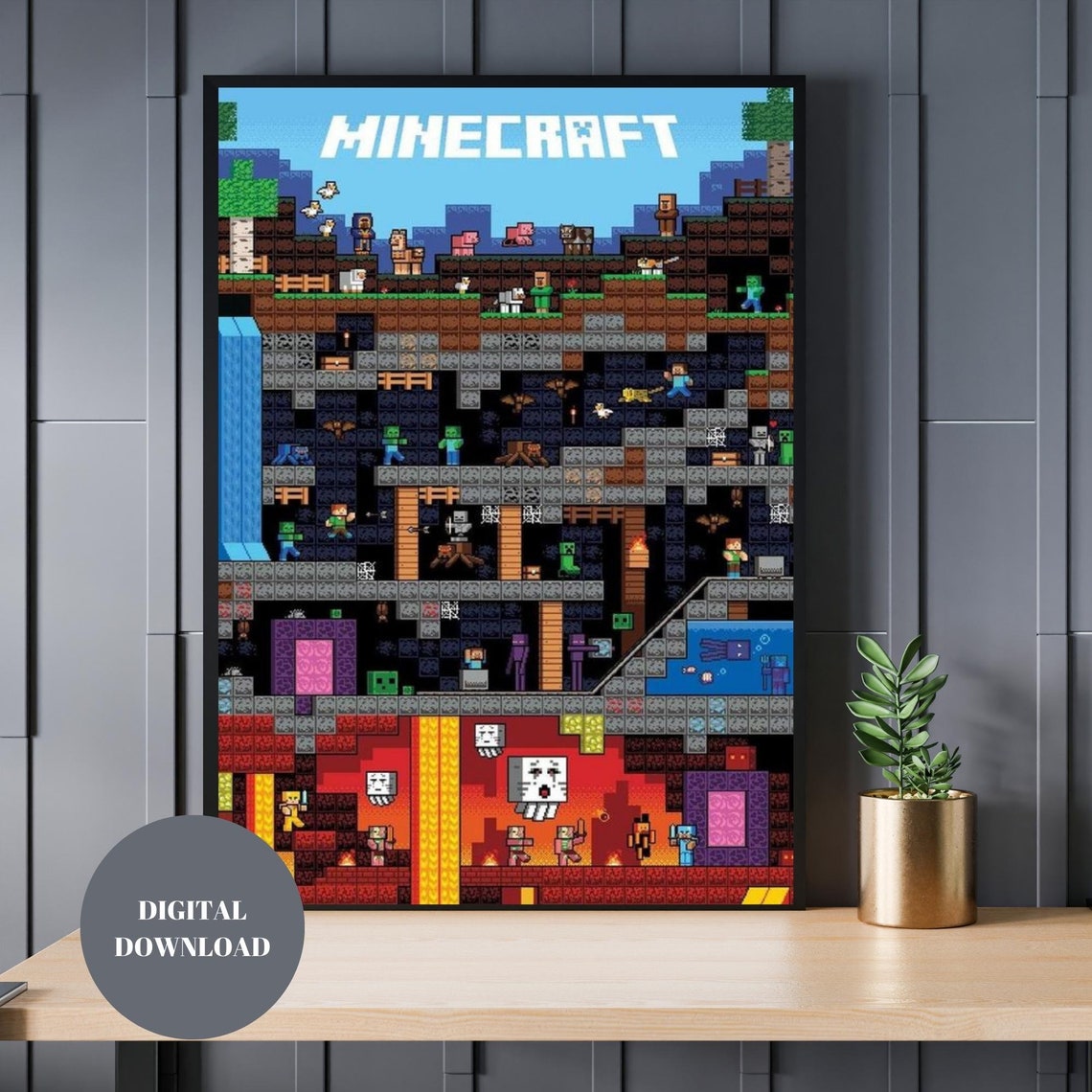 Minecraft Wall Art Minecraft Poster Game Poster Digital Poster Home