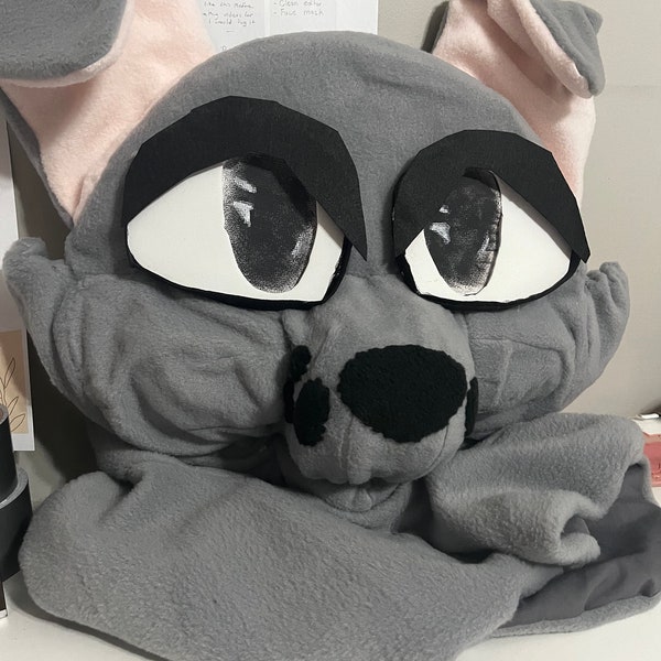 Grey dog fursuit head