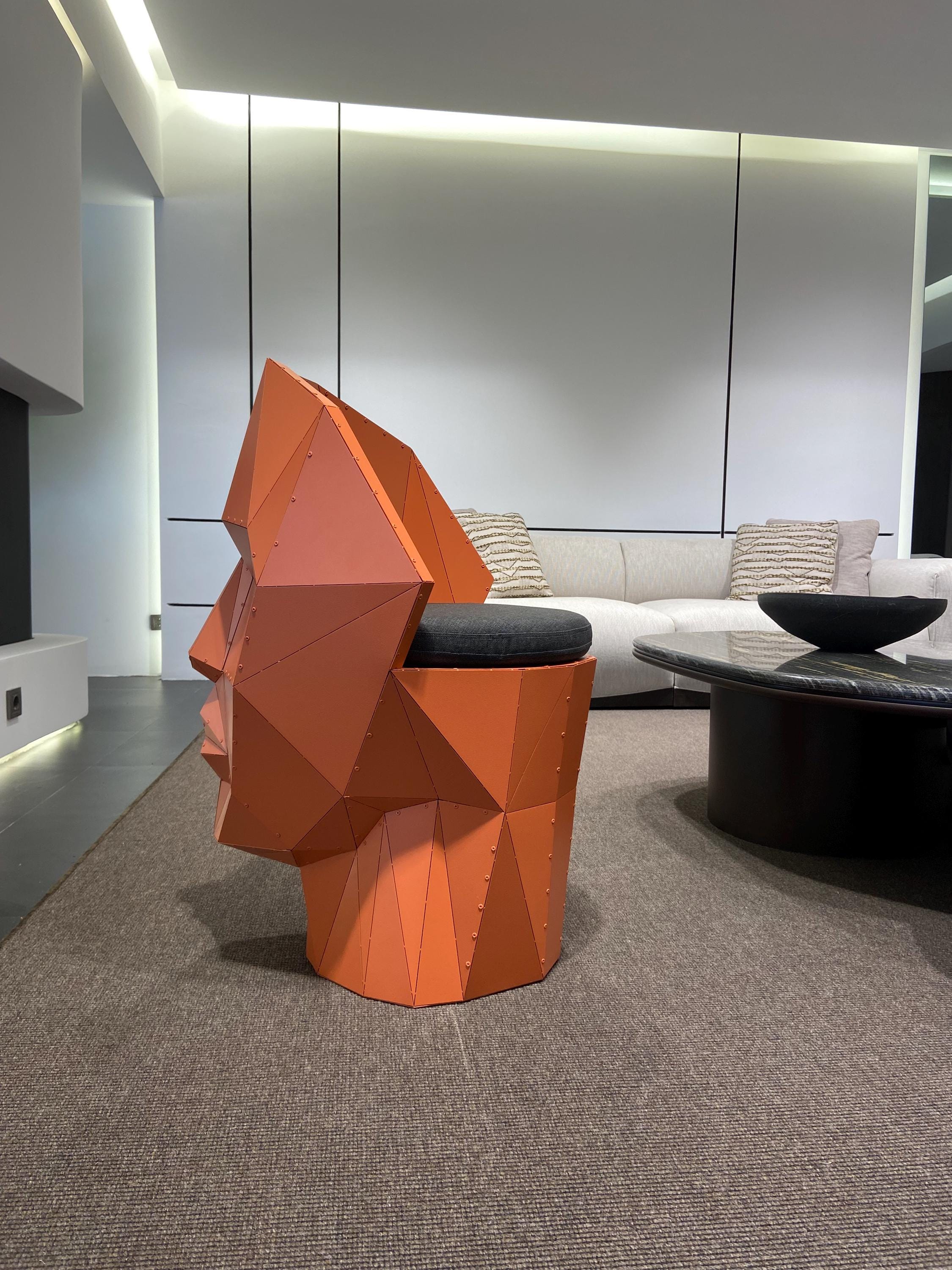 Hand-assembled Metal Human Face Chair: Modern Art Deco Seater Home ...