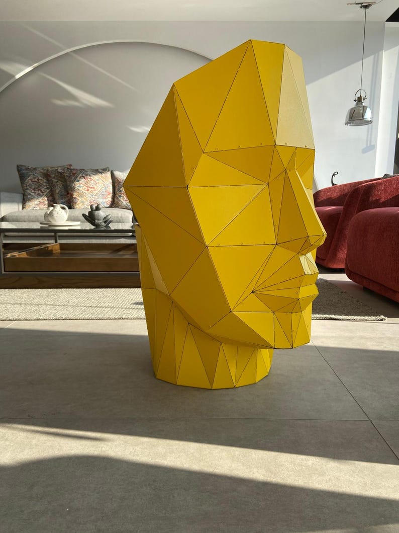 Hand-assembled Metal Human Face Chair: Modern Art Deco Seater Home ...