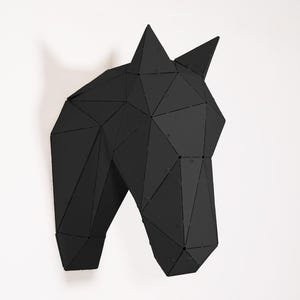 Cabeza de caballo de 48" para decoración de pared de metal, patrón DXF digital sin soldadura, decoración de arte de metal para bricolaje, escultura de caballo de metal, arte 3D de baja poli