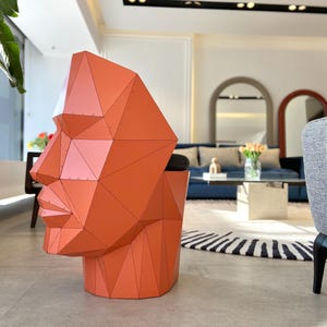 Hand-assembled Metal Human Face Chair: Modern Art Deco Seater Home ...