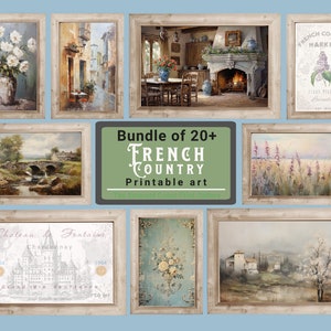 Franse Country Gallery Wall Art Set van 20 Vintage Art Prints Set Landschap Afdrukbare Wall Art Vintage Boerderij Decor Neutrale Digitale Print