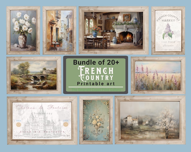 French Country Gallery Wall Art Set of 20 Vintage Art Prints Set ...