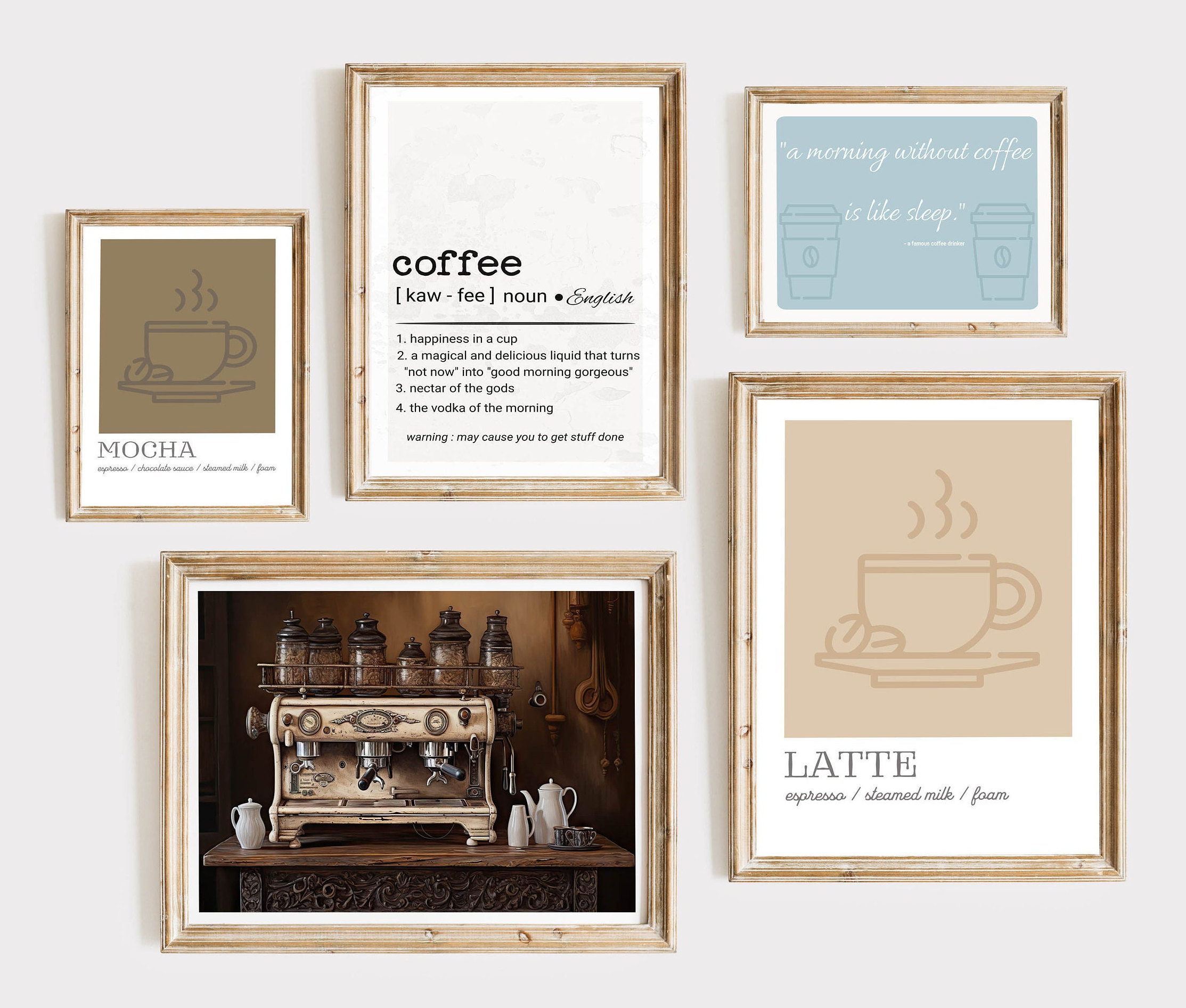 Coffee Bar Gallery Wall Set of 9 Coffee Wall Art Printable Coffee Art ...