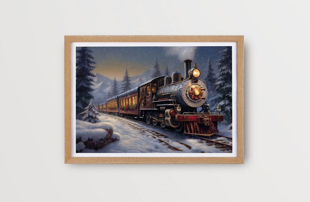 Vintage Christmas Train Christmas Printable Christmas Train Oil ...